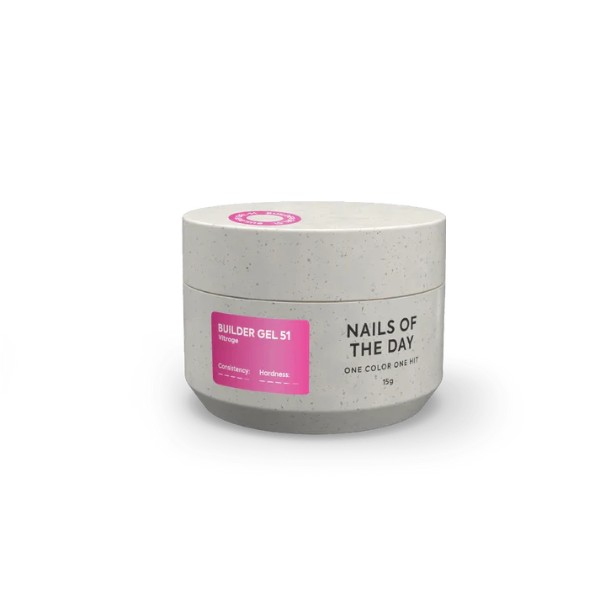 NAILSOFTHEDAY Builder gel 51 Vitrage — pink stained-glass builder gel for nail extensions, 15 ml