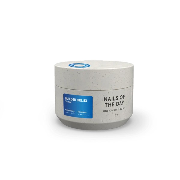 NAILSOFTHEDAY Builder gel 53 Vitrage — blue stained-glass builder gel for nail extensions, 15 ml