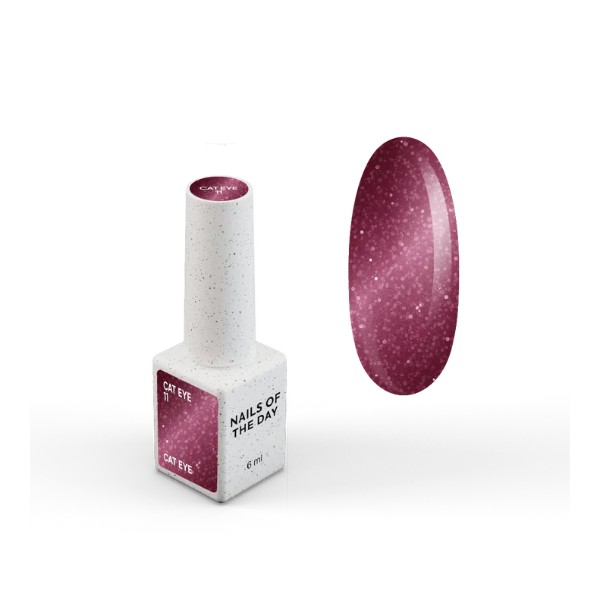 NAILSOFTHEDAY Gel Polish Cat Eye 11 — a deep raspberry cat eye gel polish with full coverage in one layer. 6 ml.