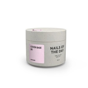 Nailsoftheday Cover base NEW Formula 26 - soft pink with silver shimmer, with a cooler sheen, camouflage base coat for nails, 30 ml