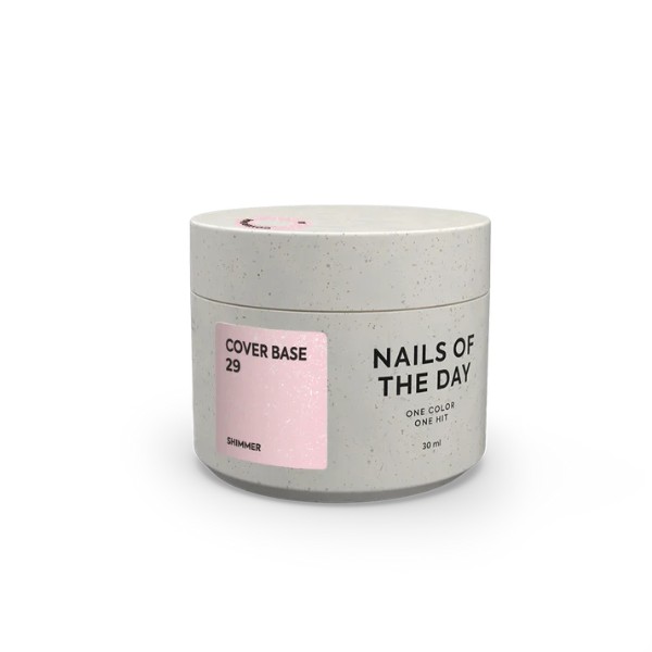 Nailsoftheday Cover base NEW Formula 29 — translucent soft nude with silver shimmer, camouflage base coat for nails, 30 ml
