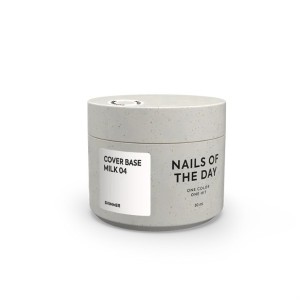 Nailsoftheday Cover Base NEW Formula Milk 04 — milky camouflage base coat with silver shimmer for nails, 30 ml